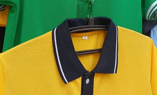 Poly Cotton Printed Men Yellow T Shirt