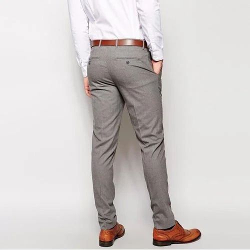 Cotton Grey Men Formal Pant