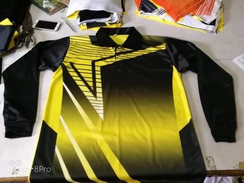 Polyester Printed Mens Full Sleeve Sports T Shirt, Polo Neck