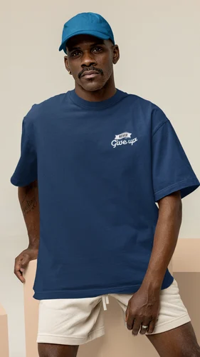 Cotton Round Neck Addiz Drop Shoulder Never Give Up t-shirt for Men, M to XL