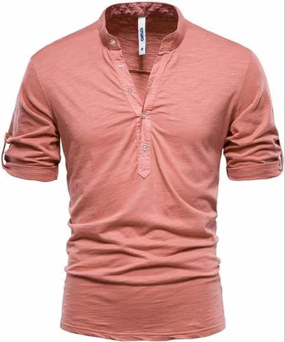 Cotton Plain Mens V Neck T-Shirt, Small