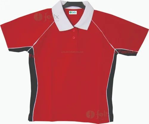 Red Half Sleeve Women Polo T-Shirt