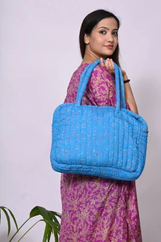 Women Cotton Shoulder Zipper Handbag