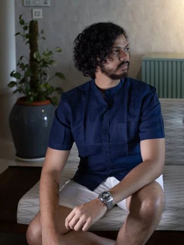 Handmade Natural Linen Shirt for Men (Half Sleeve, Regular Fit, Plain)