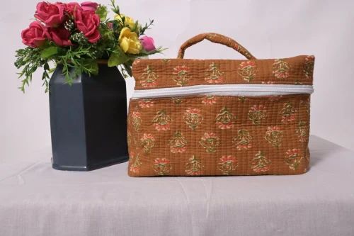 Cotton Quilted Cosmetic Storage Bag