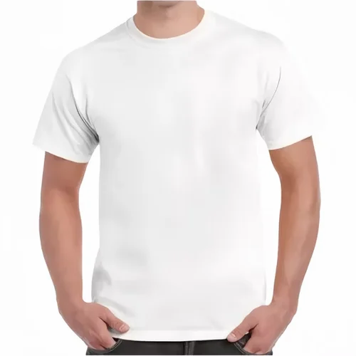 Plain Men Poly Cotton T-Shirt, Round Neck