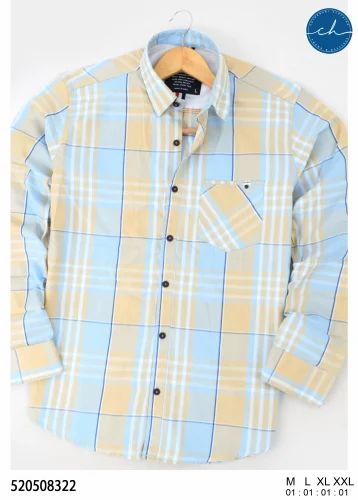 Cotton Men's Check Shirt, Casual, Full sleeves