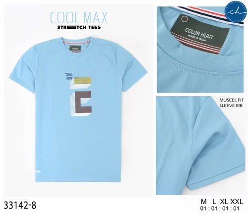 Half Sleeve Printed Casual Print T Shirt, Round Neck
