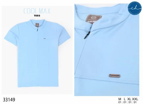 Cotton Plain Men Collar Casual Tshirt