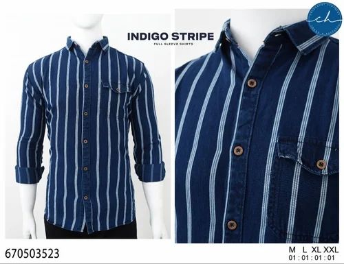 Cotton Stripes Men Striped Shirts, Full sleeves