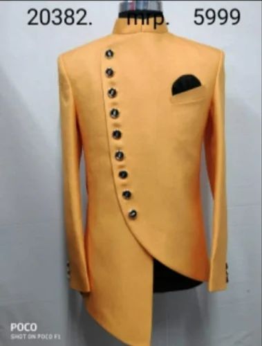 Bandhgala Yellow Men Jodhpuri Suits, Viscose