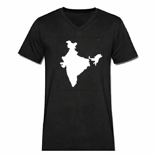 Polyester V-Neck Mens Casual T Shirt, Size: XL, Printed
