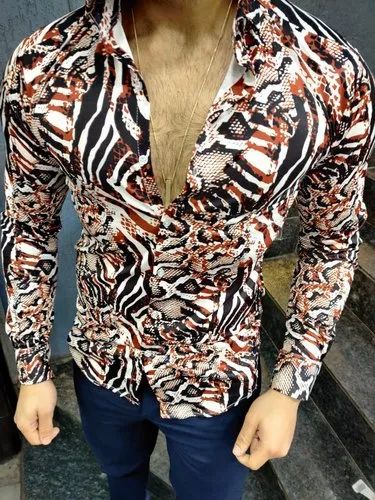 Lycra Mens Shirts, Printed, Full Sleeves