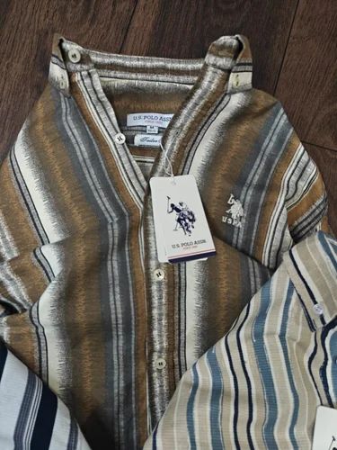 US POLO LINING SHIRT, Self Design, Regular Fit