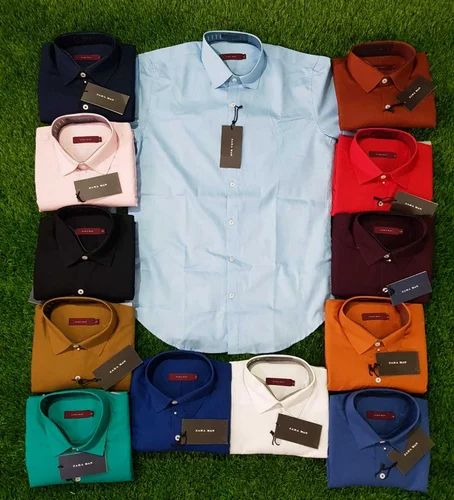 Linen Collar Neck Formal Plain Men'S Shirts