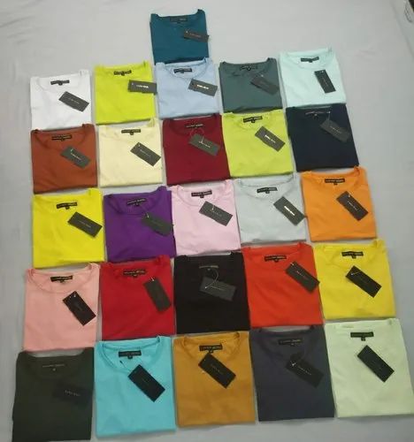 Men's Half Sleeve Solid Colours Lycra T Shirts
