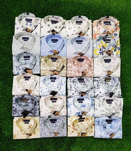 Printed Collar Neck Formal Men'S Shirts, Machine wash
