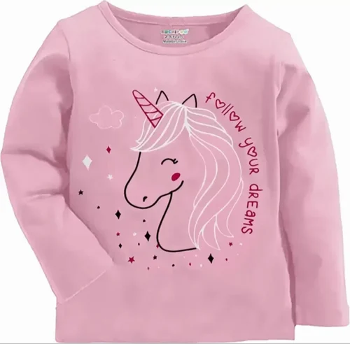 Girls Full Sleeve Cotton T Shirt, Size: Medium