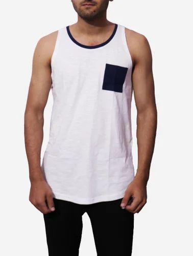 Round Casual Wear Men'S Cotton Tank Top