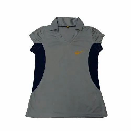 Polyester Half Sleeves Ladies Sports T-Shirt, Size: XL