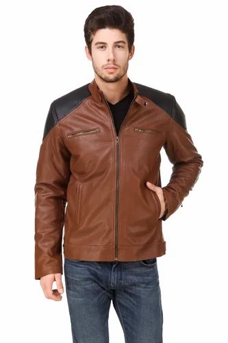 Tan Men PU Leather Jackets