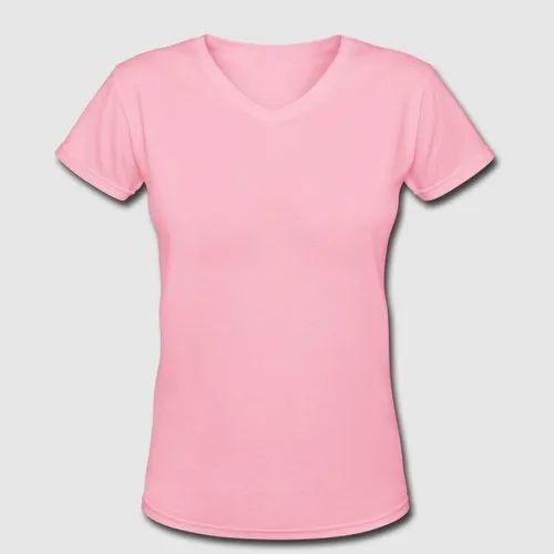 Behariji Enterprises Half Sleeve Womens Cotton V Neck T-Shirt, Size: XS-XXL