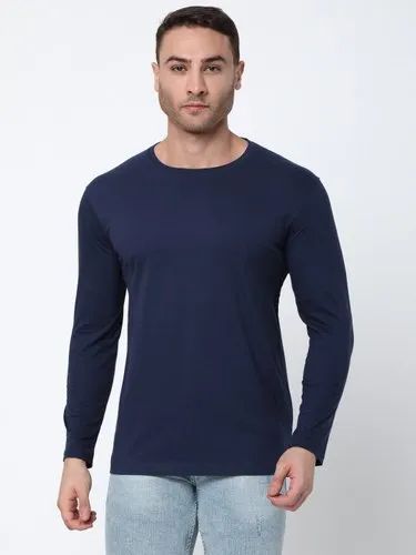 Round Full Sleeves Mens Long Sleeve T Shirt, Size: XS-XXL