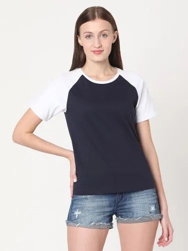 Half Sleeve Mustard Cotton Round Neck Raglan T shirt, Size: XS-XXL
