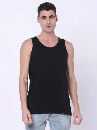 Hosiery Round Black Gym Tank Top