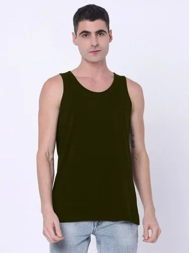 Hosiery Olive Green Men's 180 GSM Cotton Tank Tops