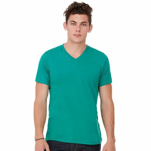 Blue Casual Wear Men V Neck T Shirts