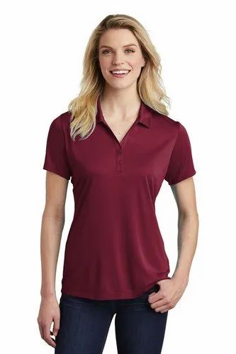 Polyester Women's Casual Collar T-Shirt, Plain