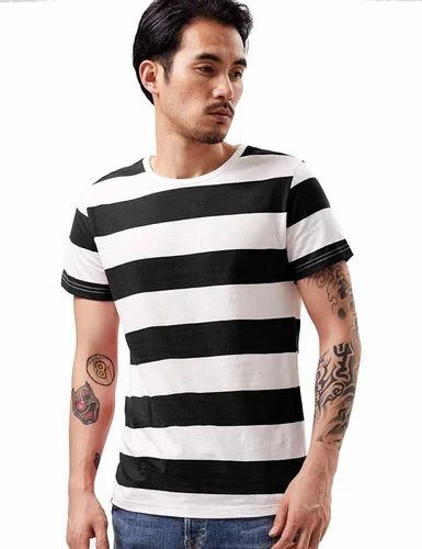 Cotton Men Striped T Shirt