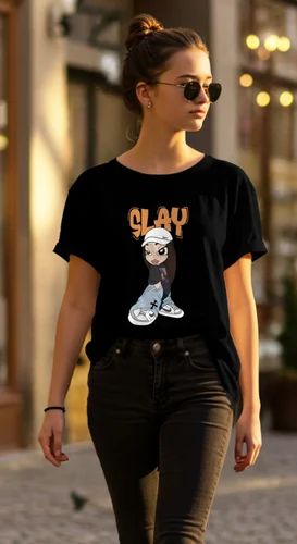 Dagcros Slay Doll Graphic T-Shirt, Round Neck