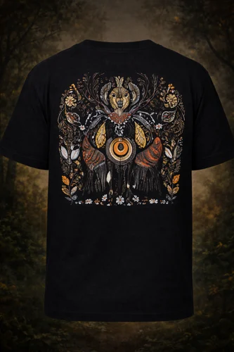 Round Neck Men Graphic Printed T-Shirt 240 GSM Cotton Black