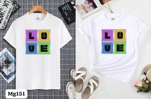 Cotton Mens Round Neck Couple T-Shirt
