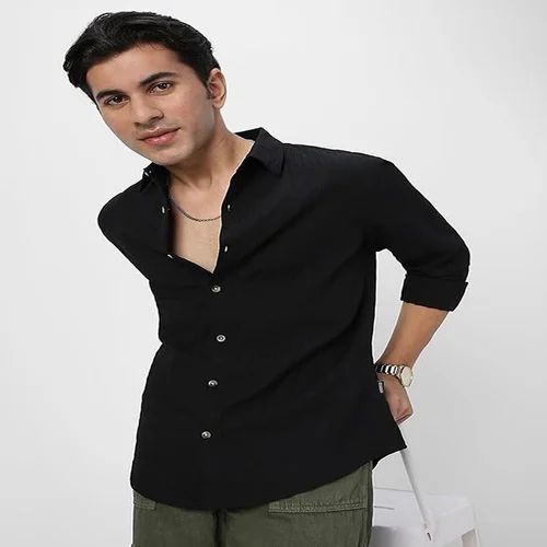 Mens Texture Fabric Shirt, Poly Cotton, Plain