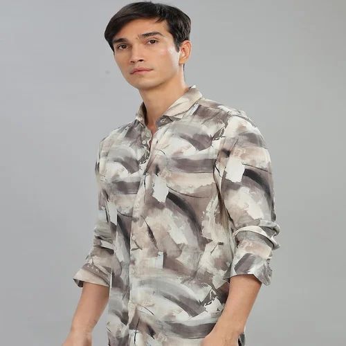 Mens rayon printed shirt, Viscose/Rayon
