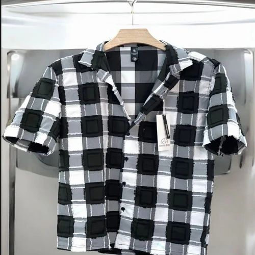 Third party men stylish fur jacquard fabric shirt