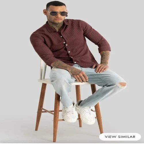 Mens Textured Formal Shirt, Regular Fit, texture fabric