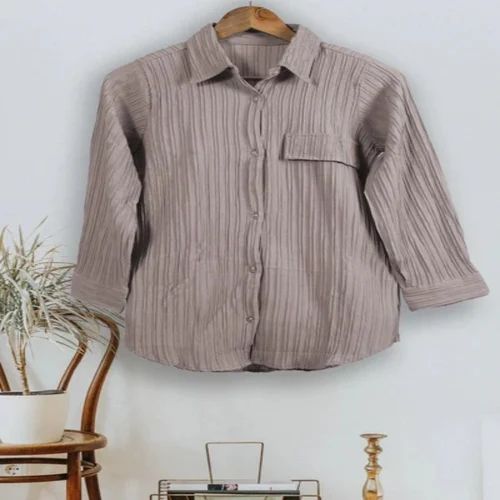 Ladies Textured Formal Shirt, Cotton