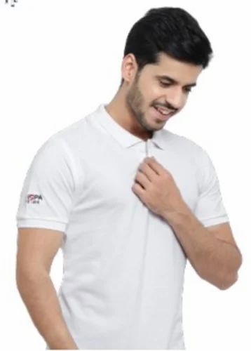 Plain Cotton Uspa Mens Polo Shirt White