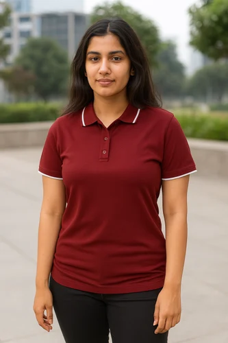 Casual Wear Honeycomb Polo T Shirt For Women