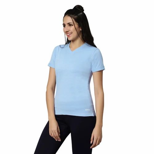 Kd V Neck Women'S T-Shirt - Sky Blue Omtex