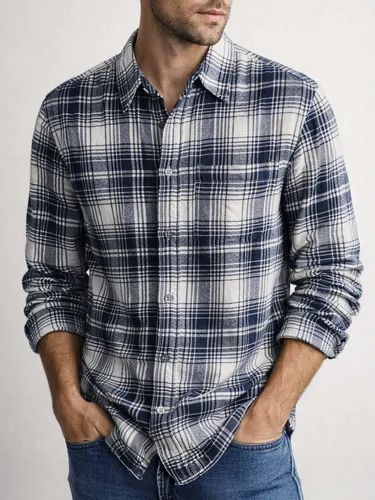 Mens Flannel Woven Shirt, Cotton