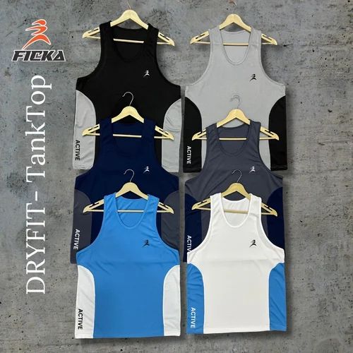 Ficka Men White Dry Fit Tank Top