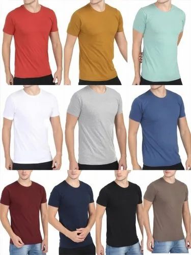 Round Collar Blank Plain Hosiery Tshirt, Small - XL, Round Neck