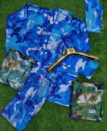 Full Pair Army Print Raincoat, Polyester PVC