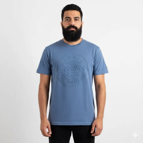3D Embossed Print Cotton Lycra T-Shirt