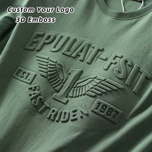 3d Fabric Embossing Tshirt, Round Neck